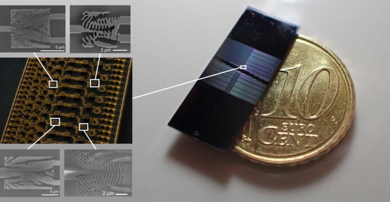 The researchers' photonic microchip 